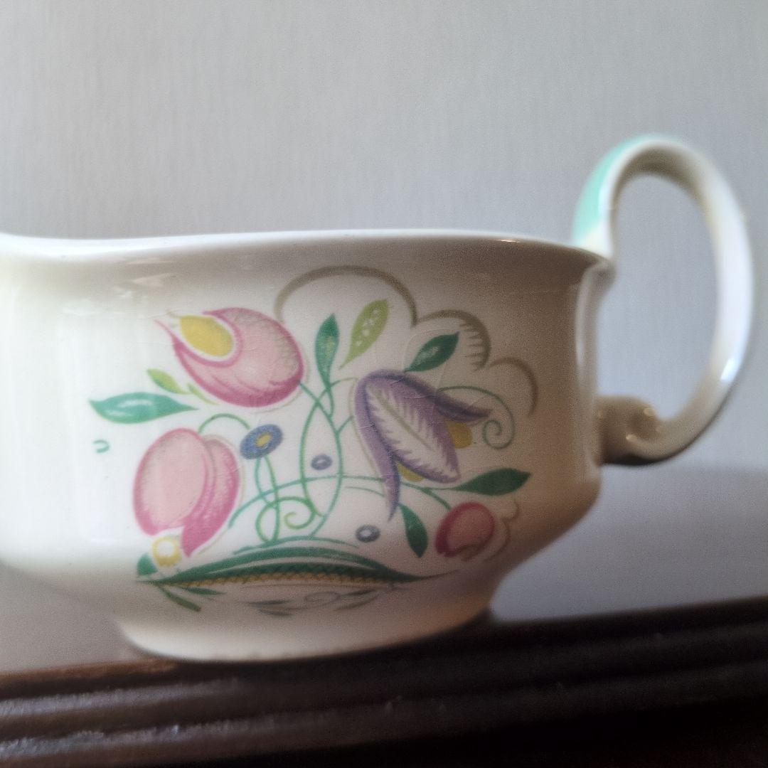 レア＊スージークーパー＊スクエアプレート＊ドレスデン＊グレービーソースボウル