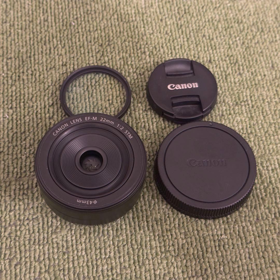 美品 Canon EF-M 22mm F2 STM プロテクター付