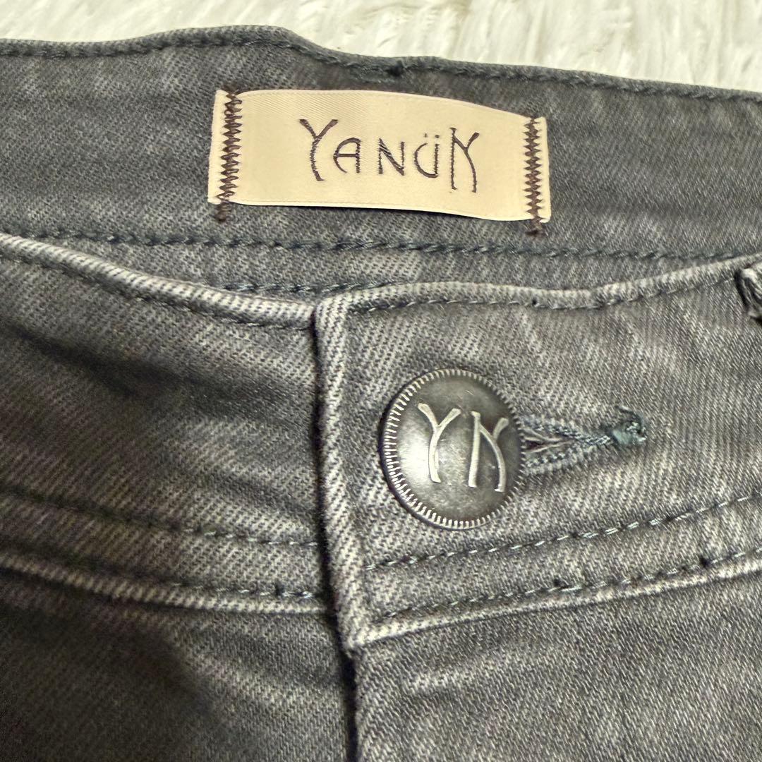 YANUK ヤヌーク ワイド フレア デニム 26 ブラック グレー