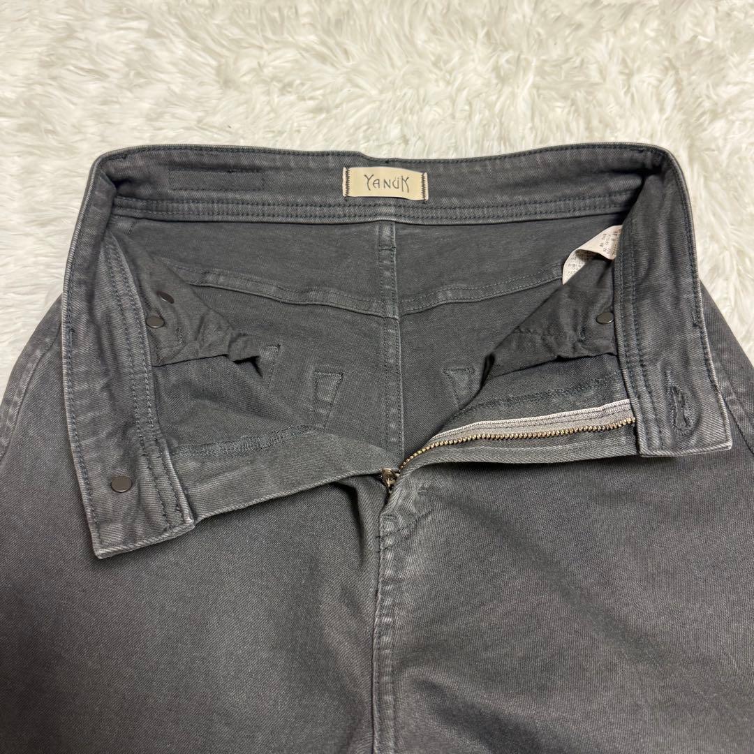 YANUK ヤヌーク ワイド フレア デニム 26 ブラック グレー