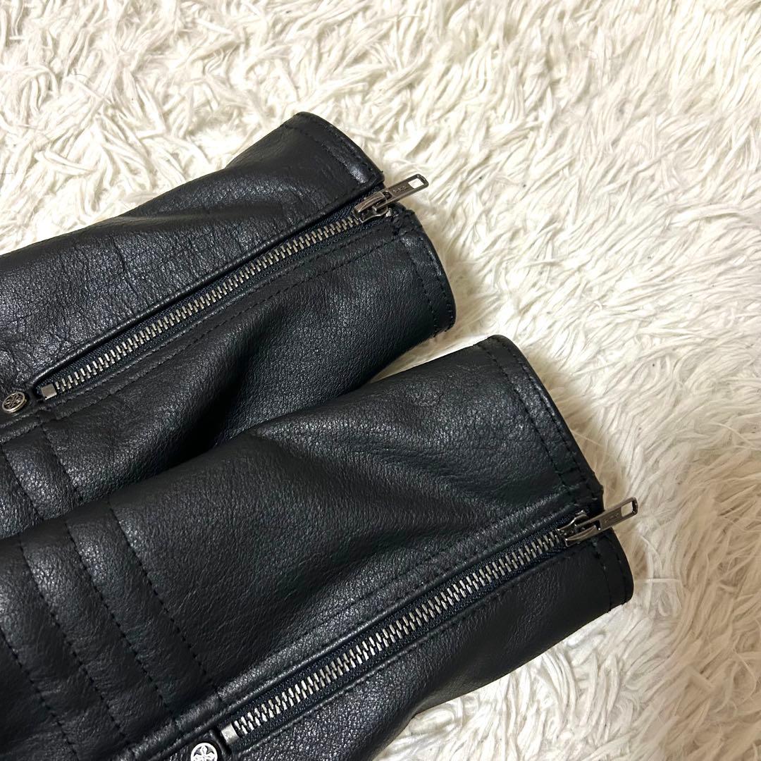 HARLEY DIEREI シングルライダースジャケット 本革　牛革　スカル刺繍