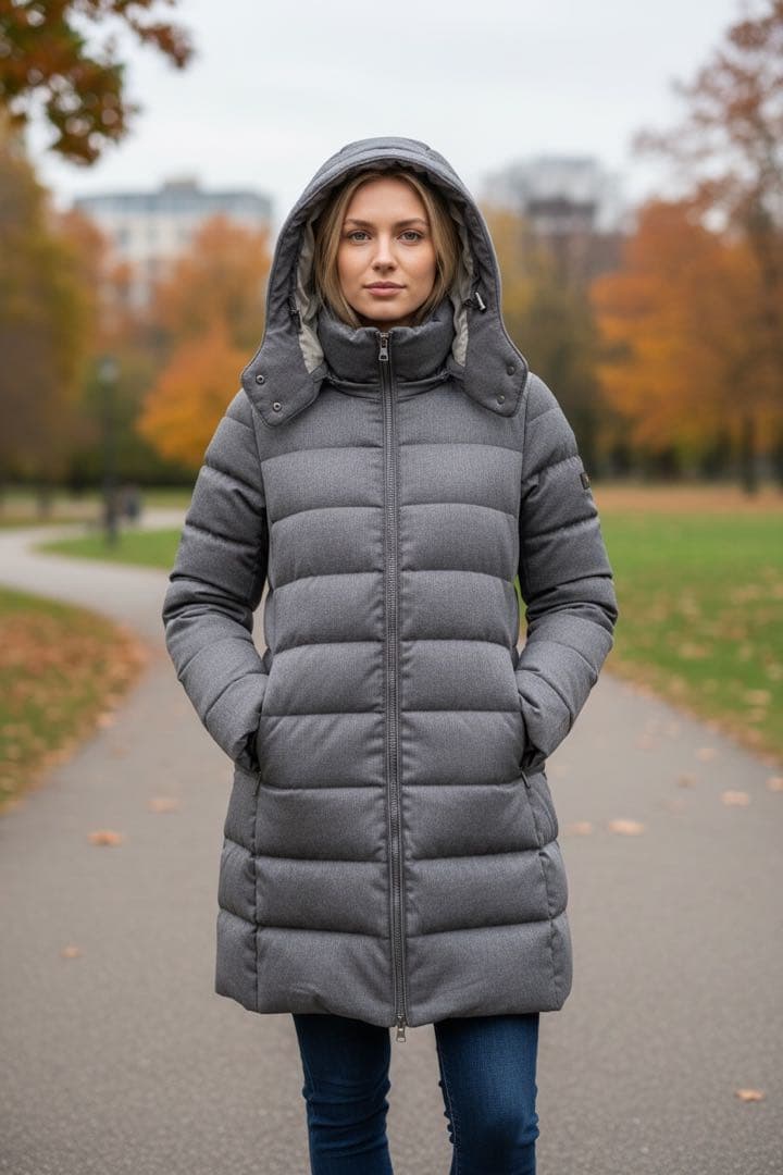 タトラス　美品　最終価格　グレー フード付き ロングダウンジャケット