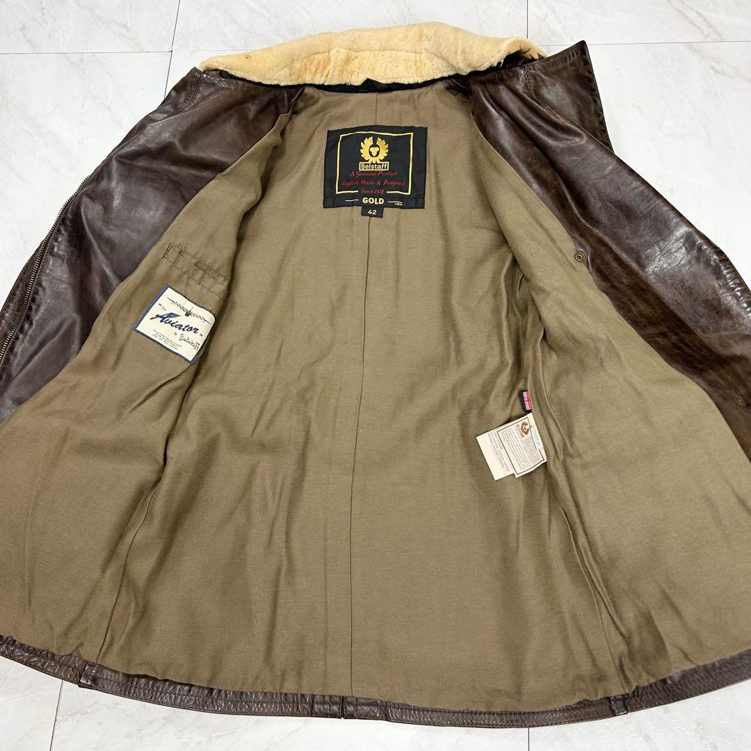 名作 Belstaff ゴールドレーベル レザー パンサージャケット 本革 42