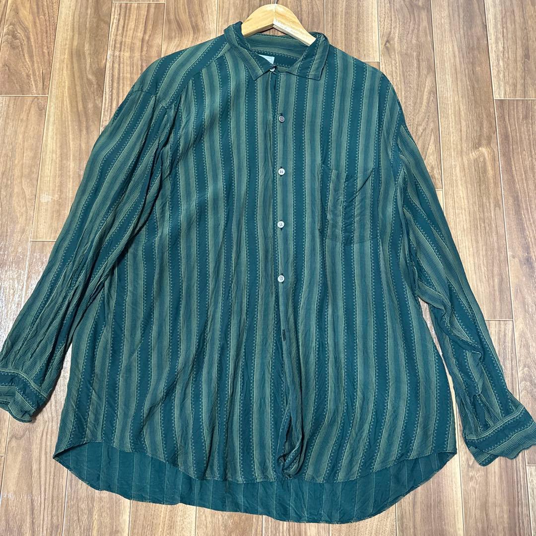 COMME des GARÇONS HOMME ストライプ 長袖シャツ グリーン