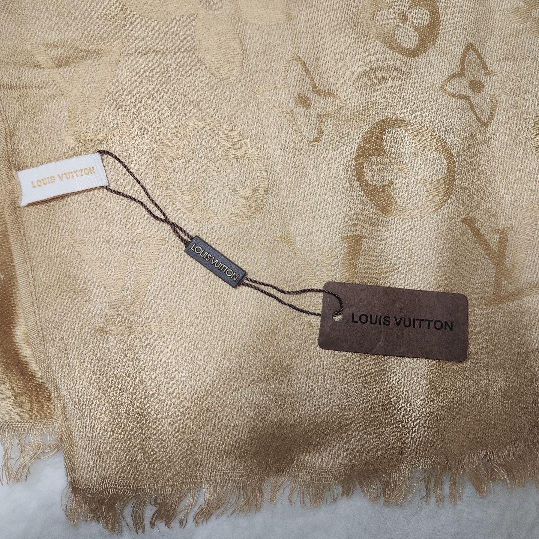 ルイヴィトン　モノグラム　ストール　大判　ウール　シャンパンゴールド