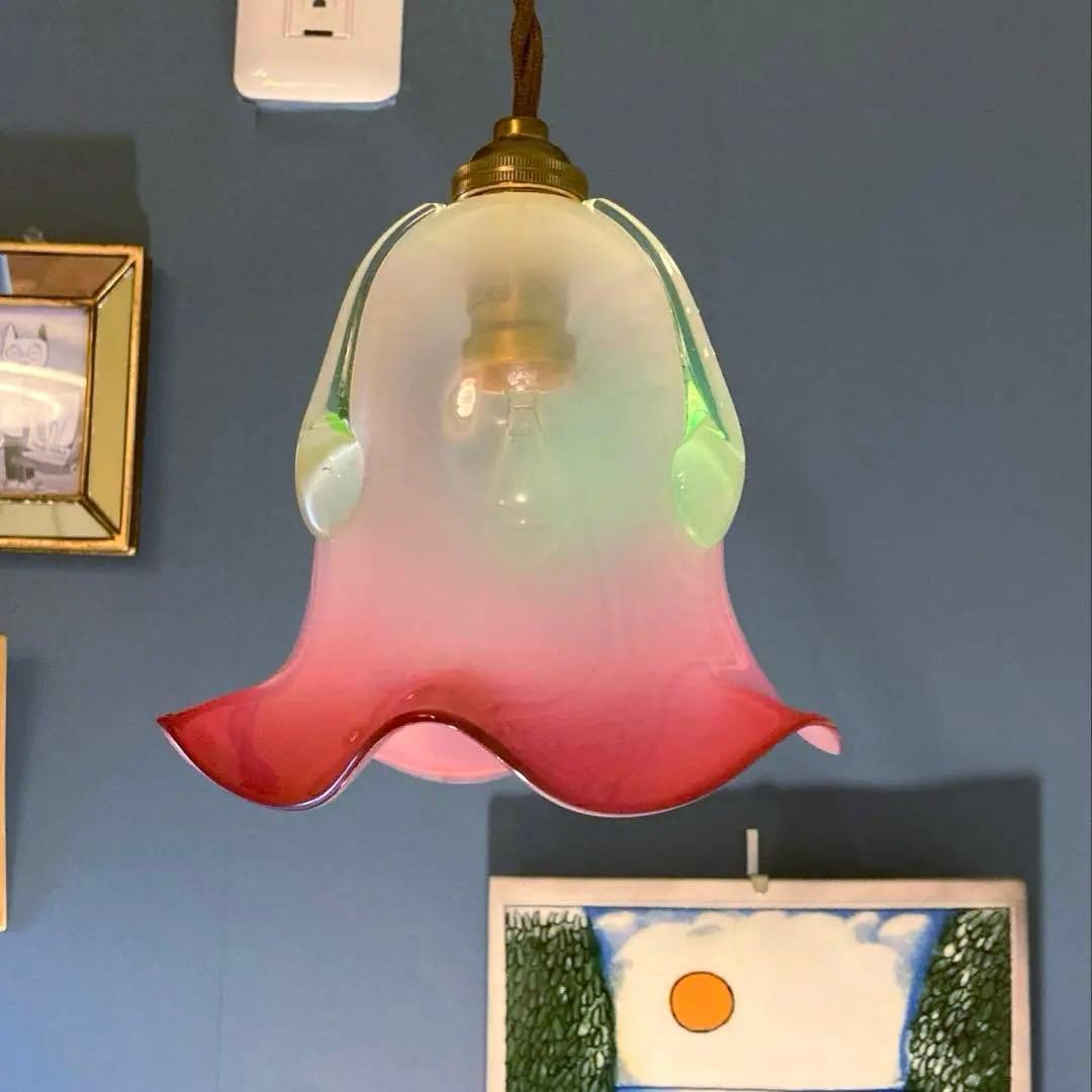 イギリス　1920年　ヴァセリン（ウラン）　ランプシェード　オパールセント