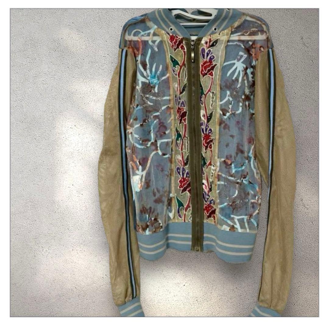 希少＊ヴィンテージ 刺繍入りメッシュ スカジャン S