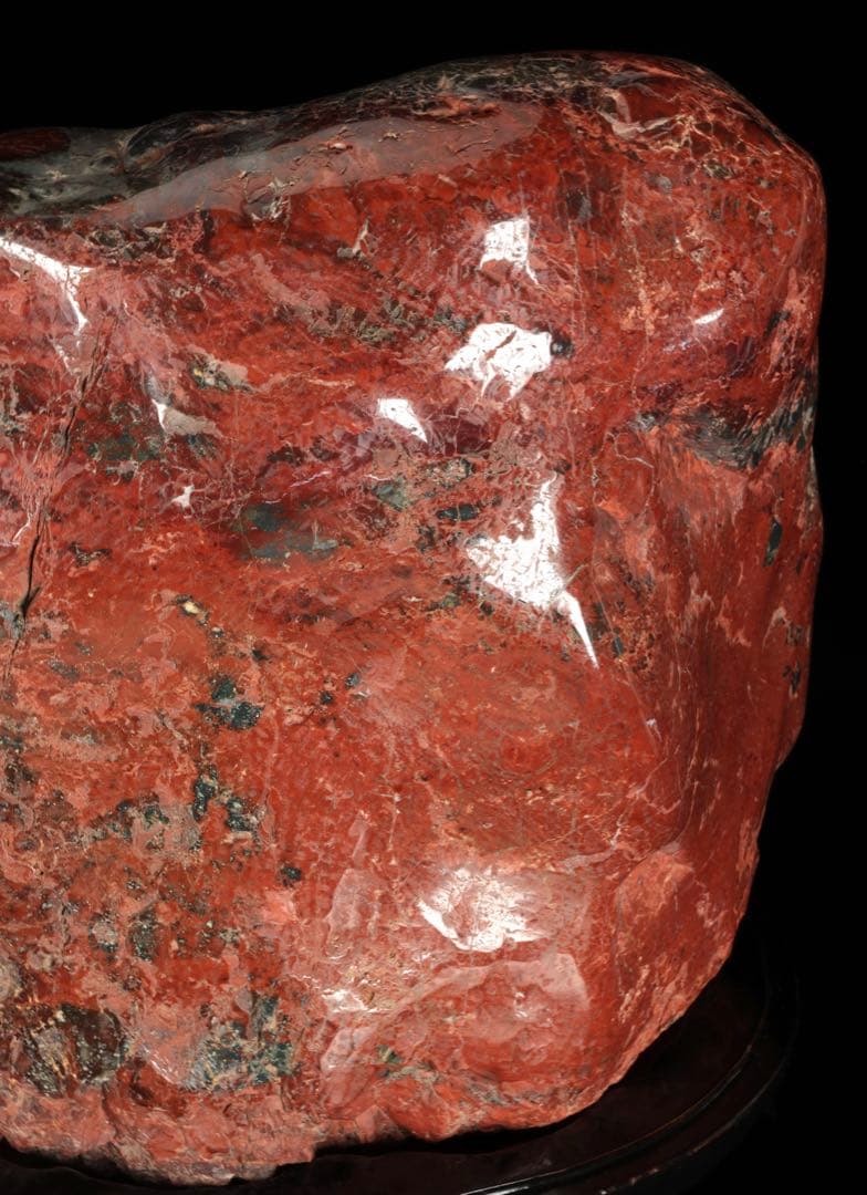 佐渡 赤玉石 碧玉 赤石 鑑賞石 水石 原石 鑑賞石 飾石 台座付 47.5kg