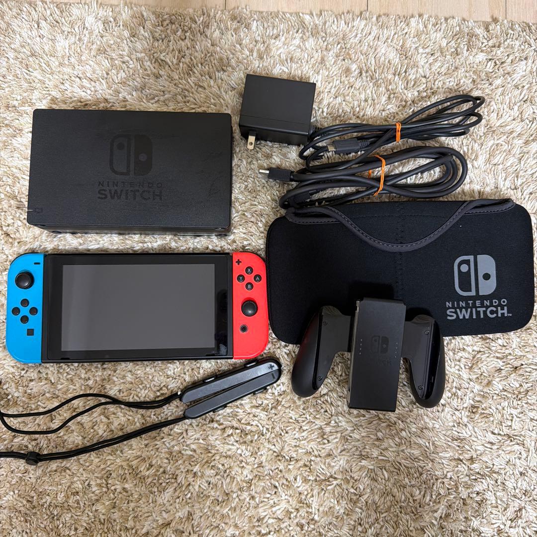 画面保護シール付 Switch 本体 周辺機器有 ケース入