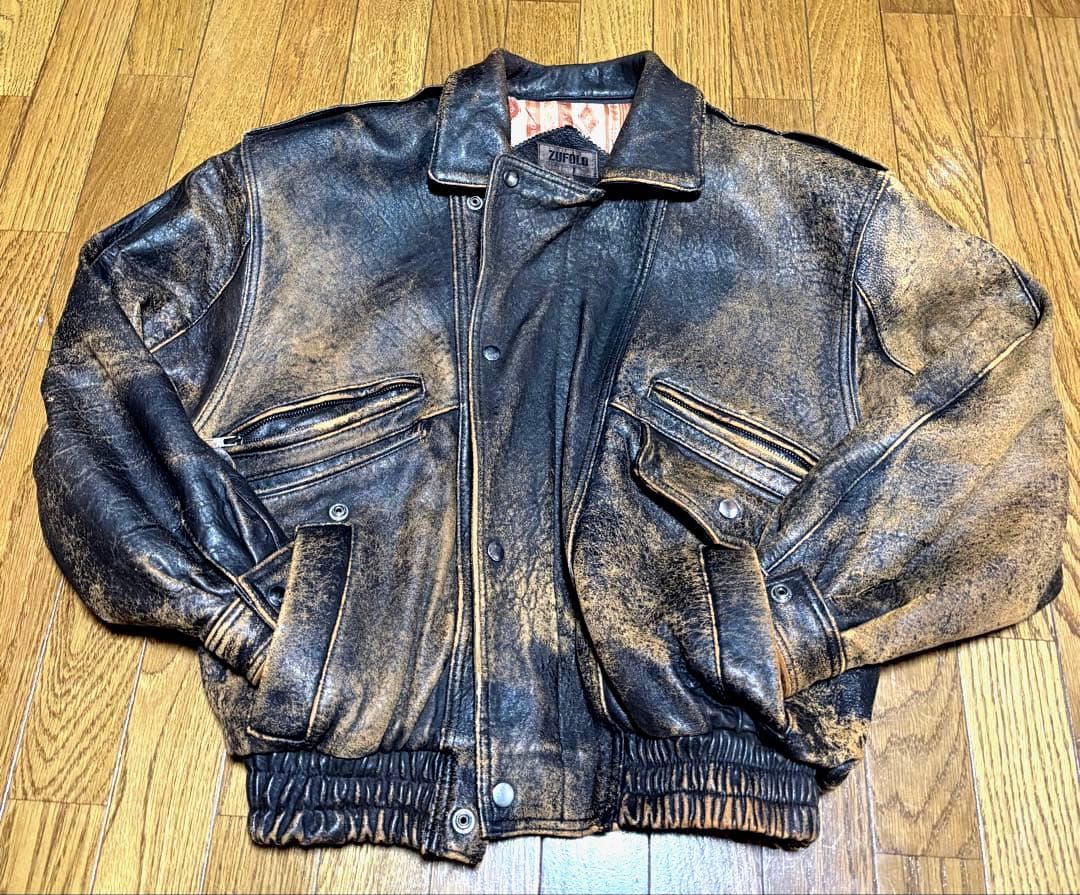 雰囲気抜群‼️羊本革短丈ライダースジャケット　革ジャン　レザージャケット