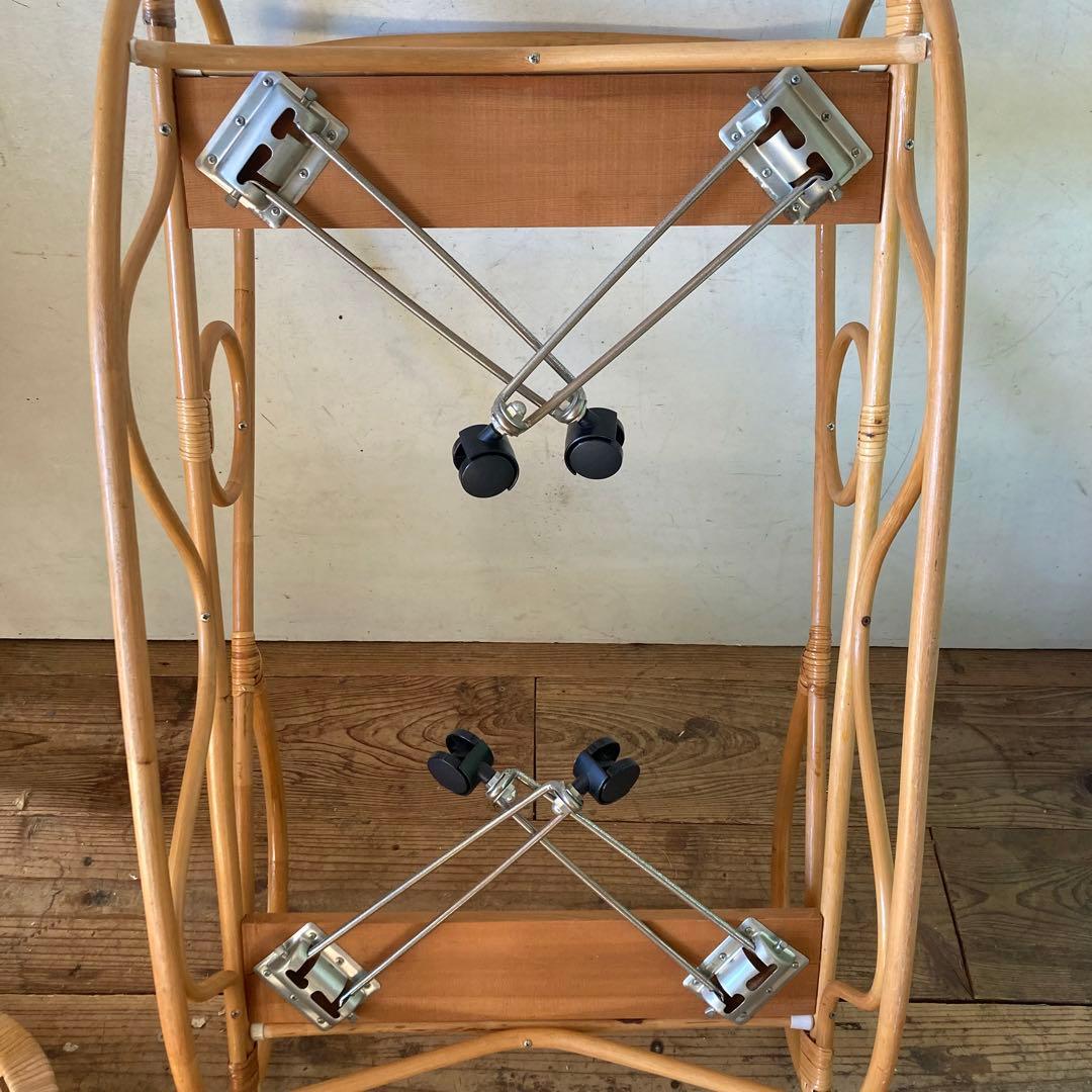 ヴィンテージラタン ベビーベッド 折り畳み キャスター クーファン アンティーク