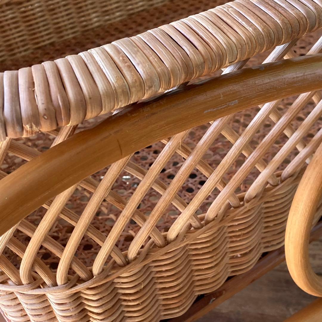 ヴィンテージラタン ベビーベッド 折り畳み キャスター クーファン アンティーク