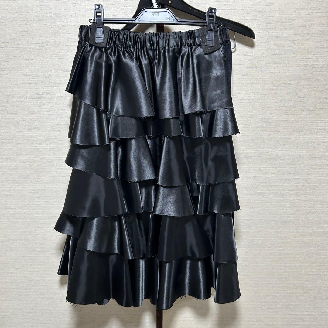 BLACKCOMMEdesGARCONSスリットフリルスカートS美中古