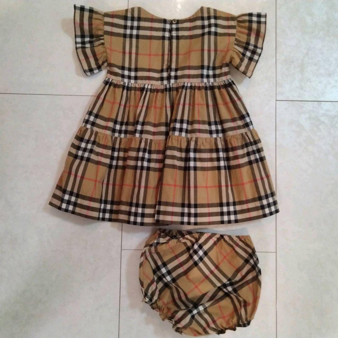 【あきゃ】BURBERRY ベージュチェック ワンピース 80cm