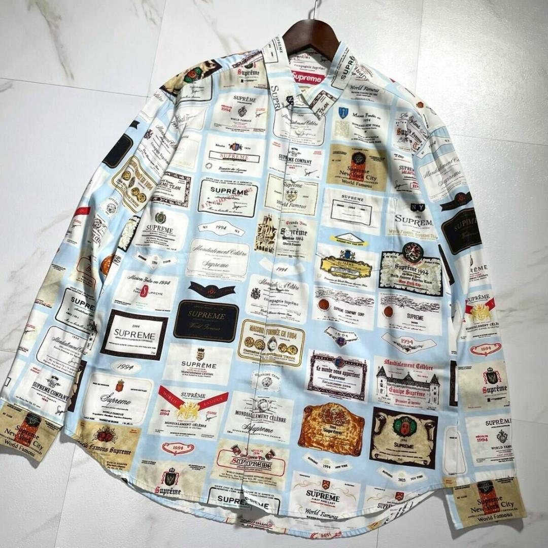 未使品級】Supreme 2024 24AW ラベルシャツ 総柄 マルチ　長袖