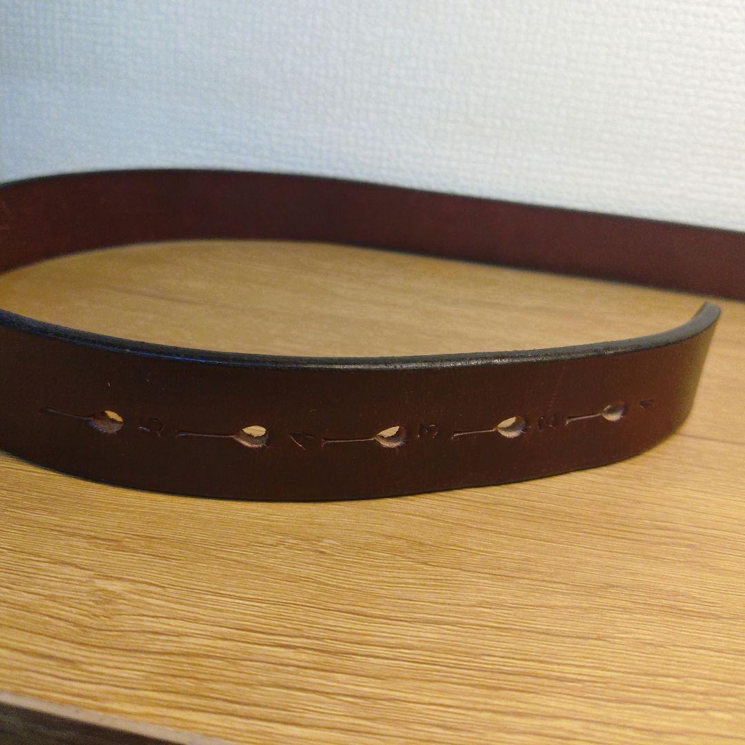 Jabez Criff ブラウンレザーベルト ゴールドバックル サイズ34