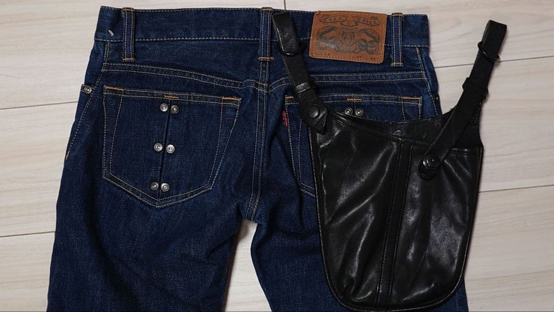 BACKLASH ブラックレザーウエストバッグ