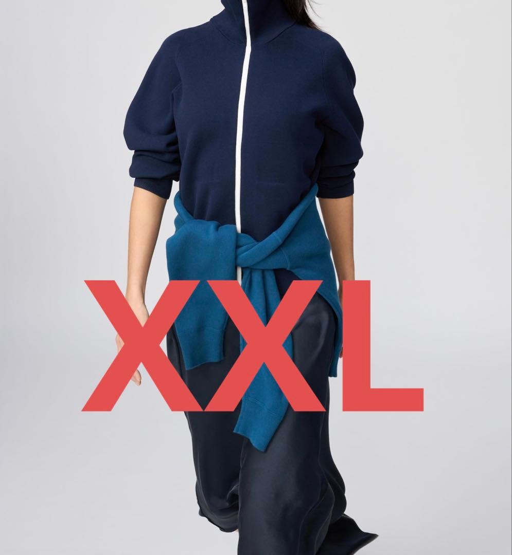 ユニクロC ミラノリブフルジップカーディガン　ネイビー　XXL