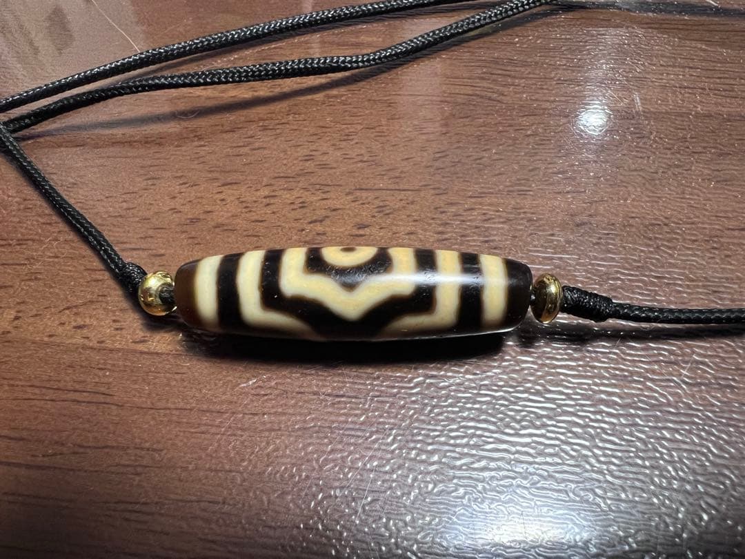 天然瑪瑙 三眼天珠 ネックレス 老天珠風 チベット天珠 長桶型 開運 お守り