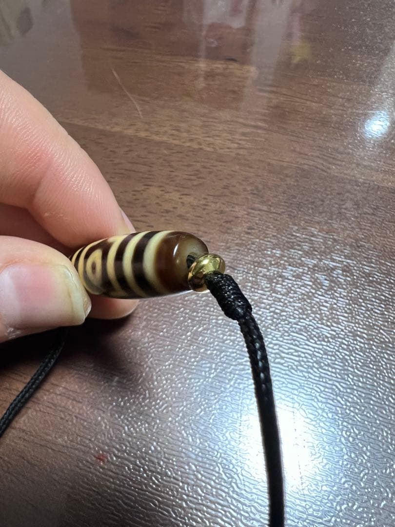 天然瑪瑙 三眼天珠 ネックレス 老天珠風 チベット天珠 長桶型 開運 お守り