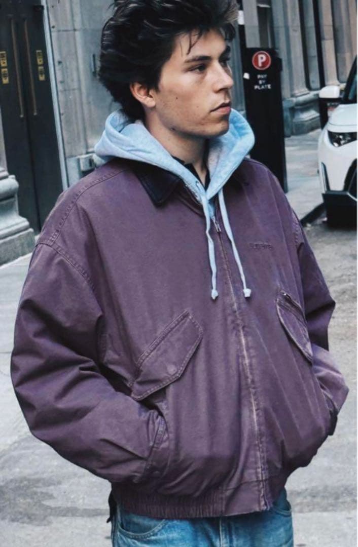 supreme leather collar utility jacket 黒