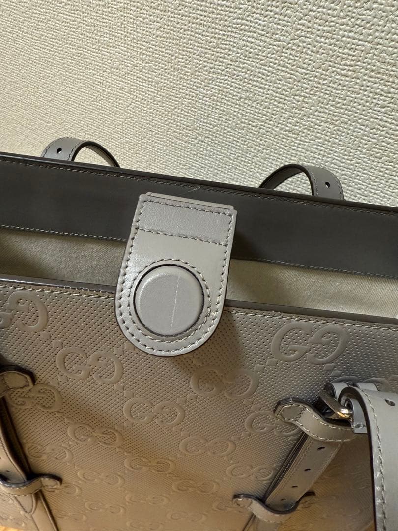 GUCCI グレー レザートートバッグ