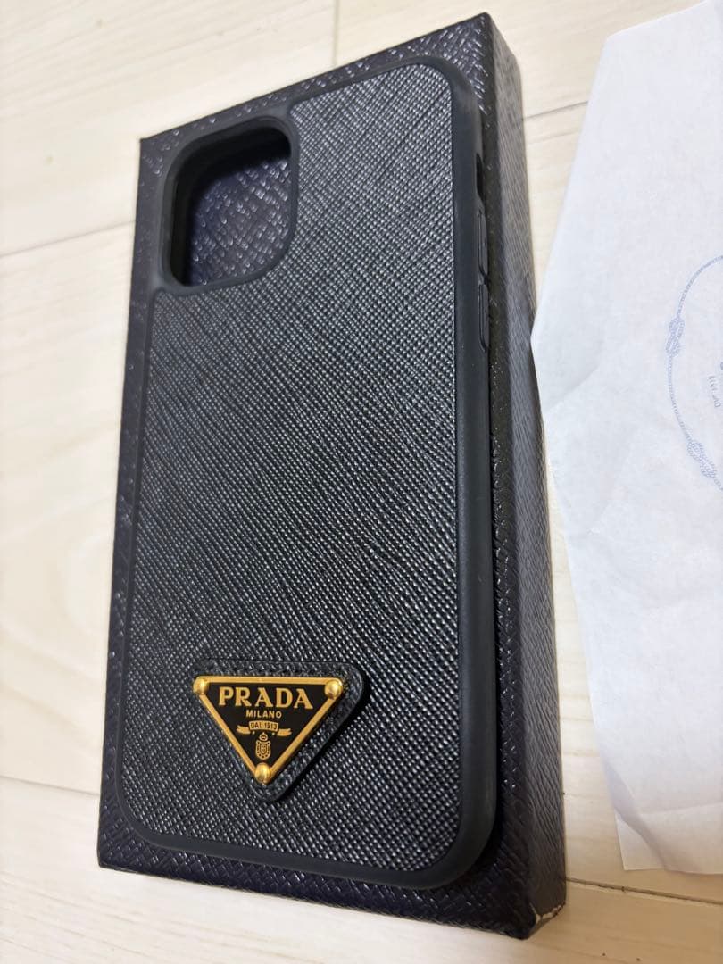 n*９様 PRADA ブラックレザー iPhone用ケース