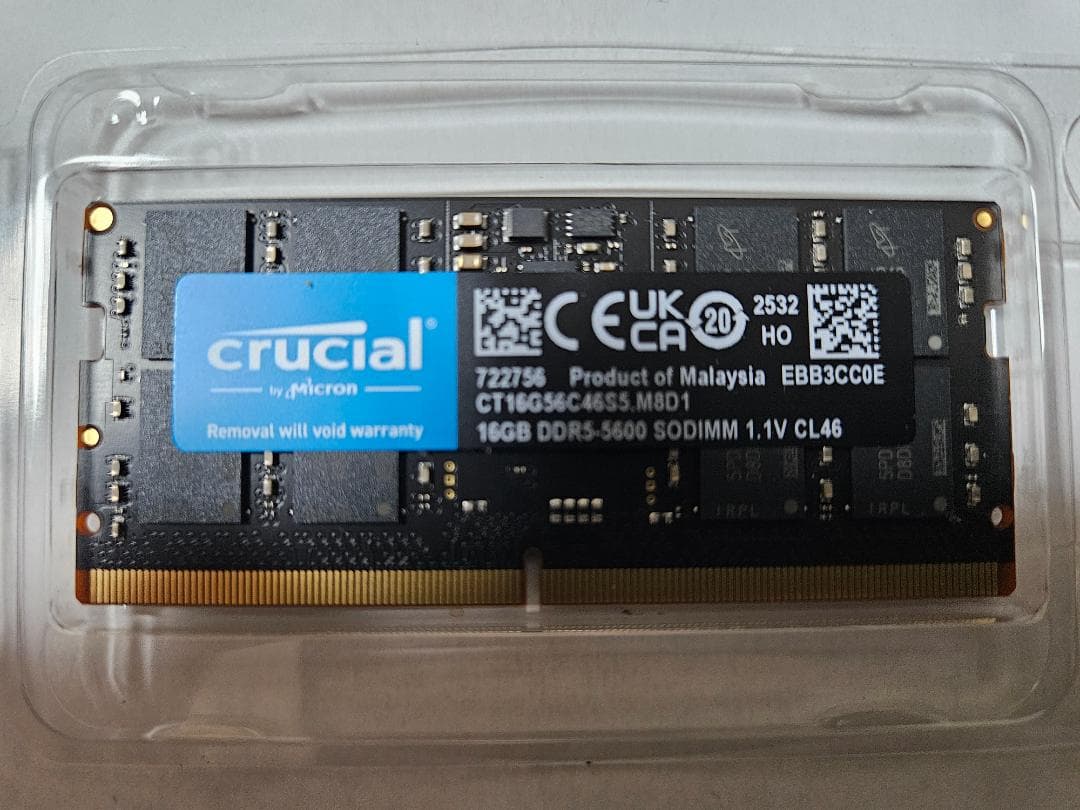 ま*ら様 【crucial】16GB DDR5-5600 SODIMM メモリー