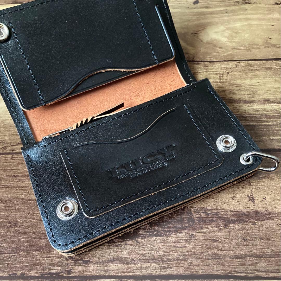 【おにぎり】ミドルトラッカーウォレット 茶芯ブラック【お札を折らずに収納】