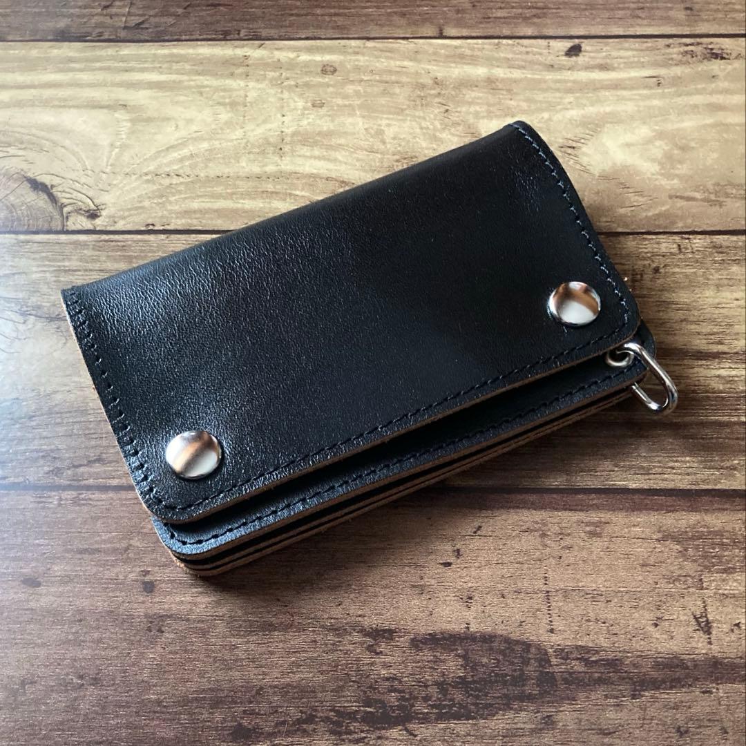 【おにぎり】ミドルトラッカーウォレット 茶芯ブラック【お札を折らずに収納】