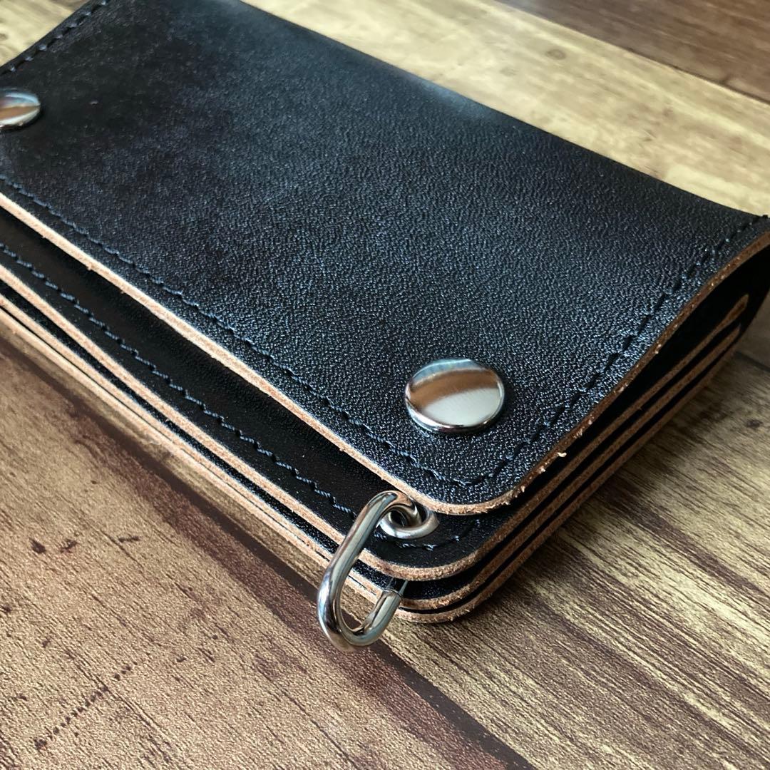 【おにぎり】ミドルトラッカーウォレット 茶芯ブラック【お札を折らずに収納】