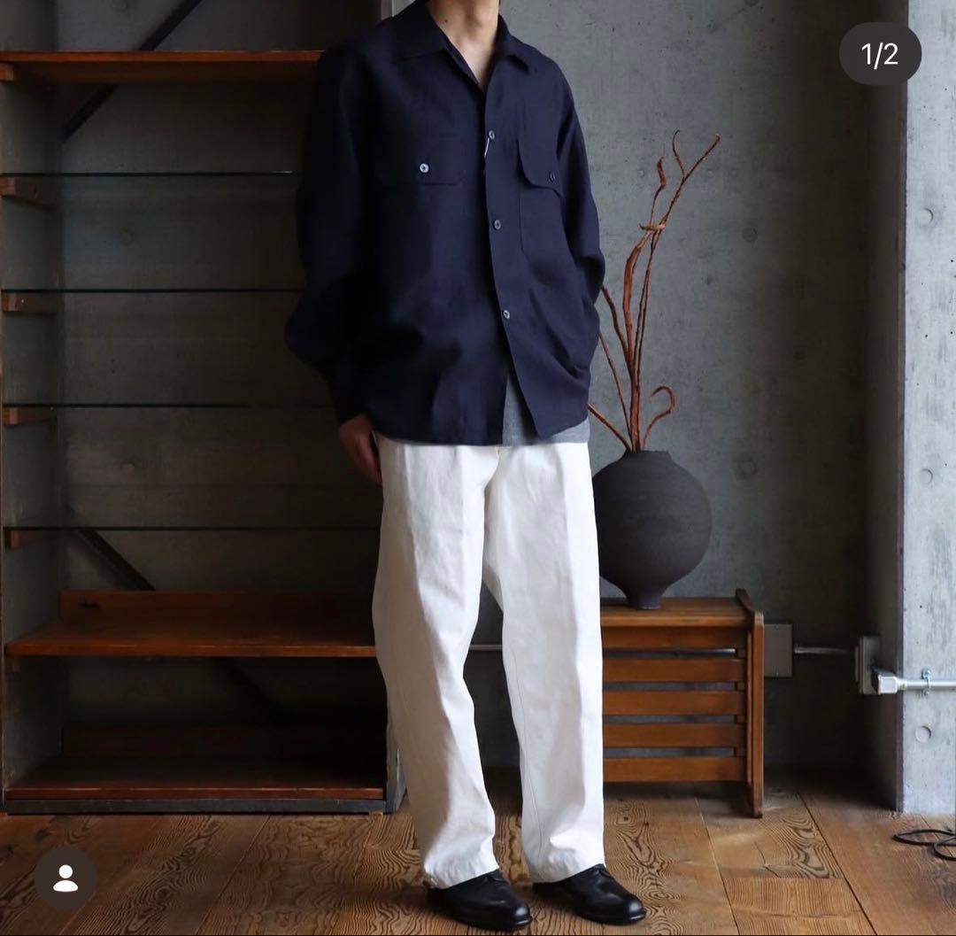 COMOLI ピッコロリネン C.P.O ネイビー 46