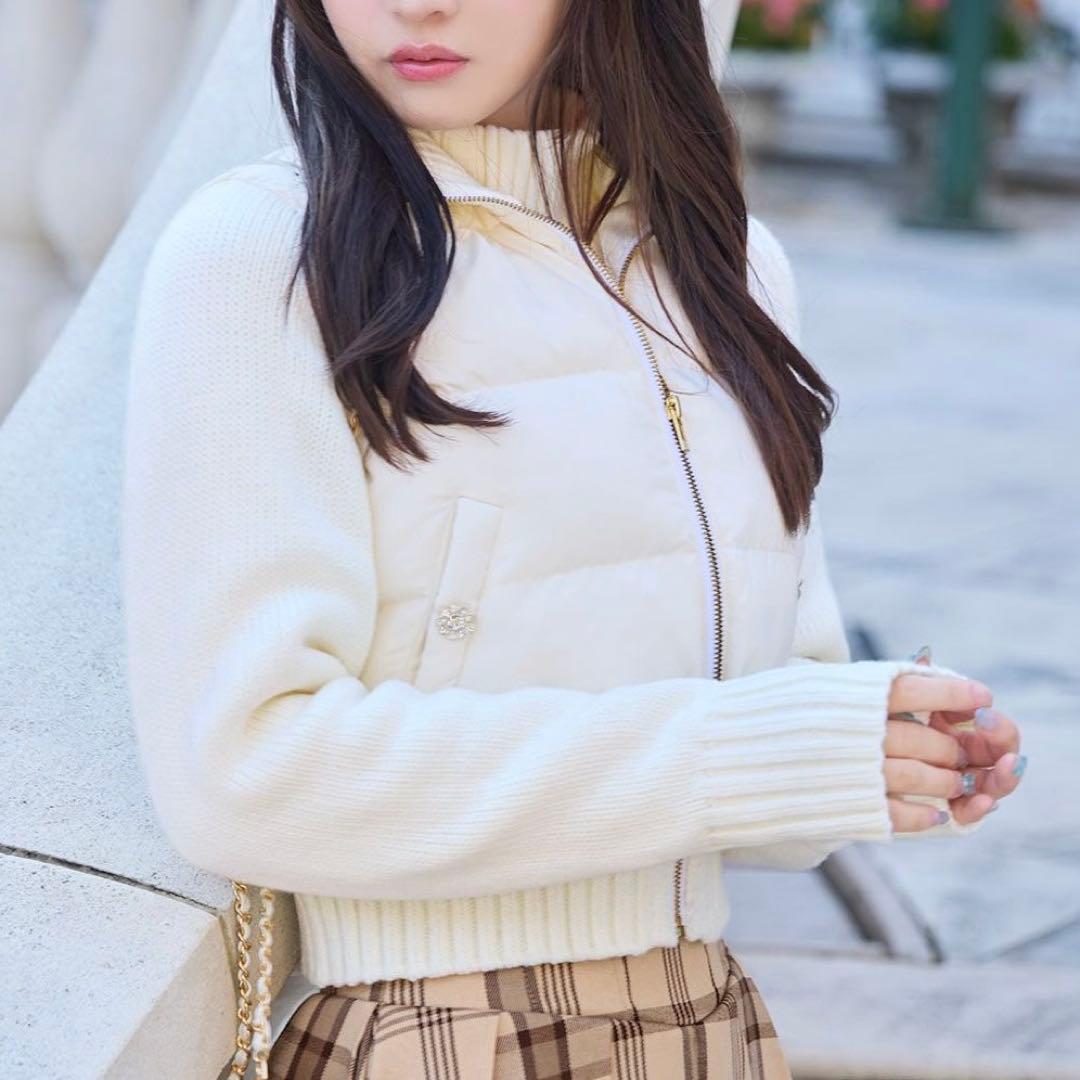 【しぇる】Rady ニットファイバーダウン オフホワイト Sサイズ