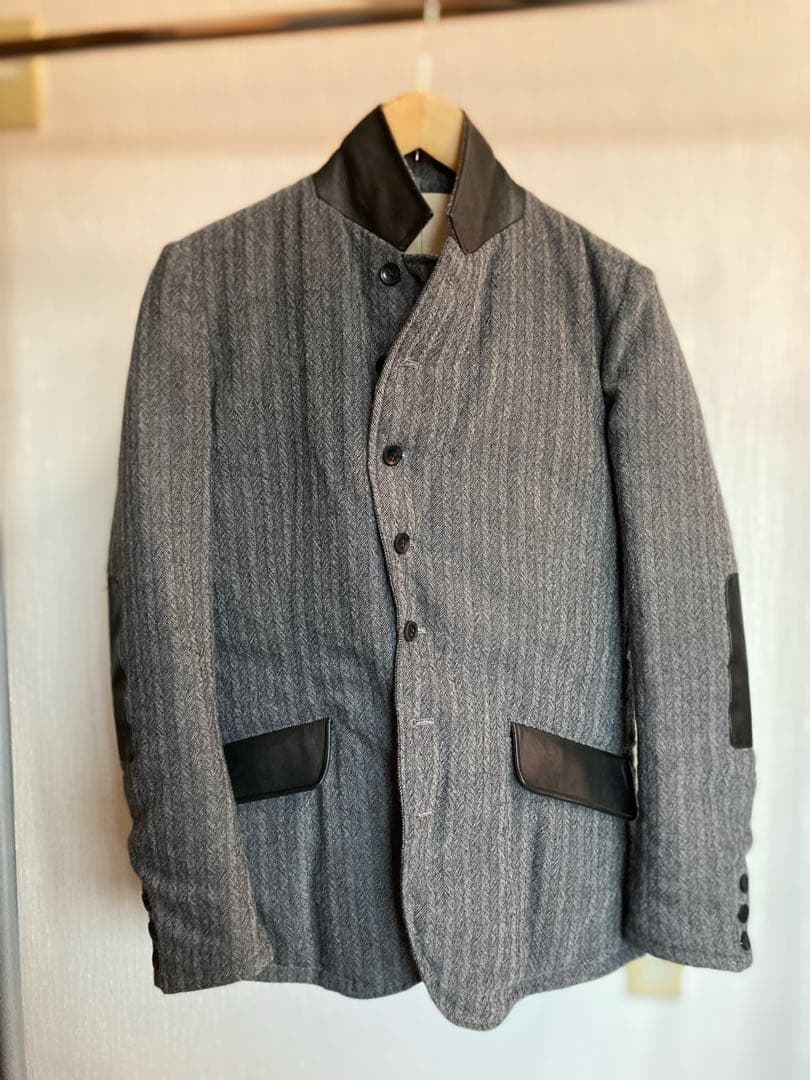 ウールレザージャケット グレー