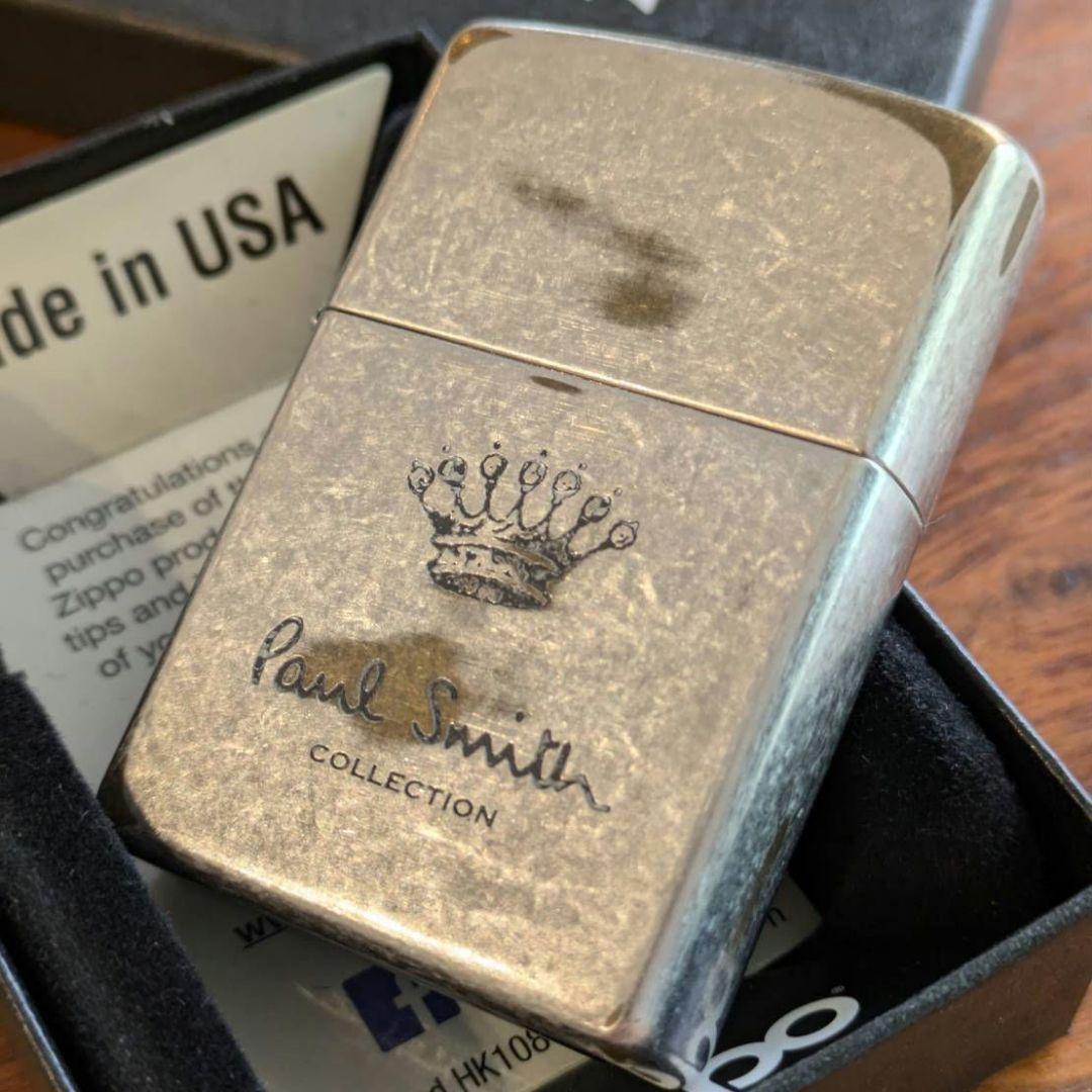 新品 未使用 ポールスミス USED加工 王冠 クラウン Zippo
