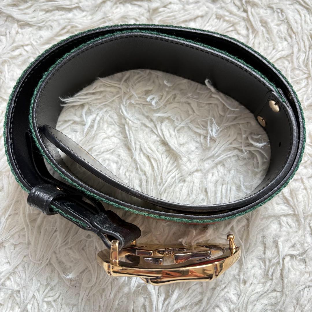 【美品】グッチ GGバックルベルト バンブー シェリーライン 114868