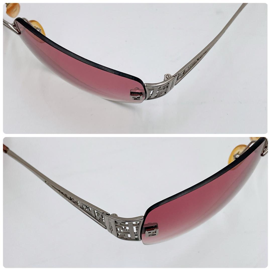 良品 FENDI フェンディ ズッカ柄 リムレス FFロゴ サングラスm524