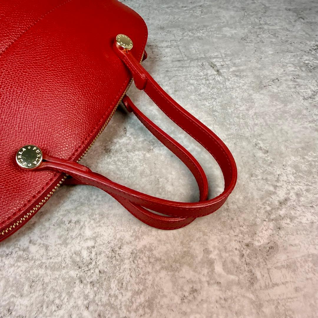 【極美品】FURLA フルラ パイパー M 赤 2WAY ハンドバッグ
