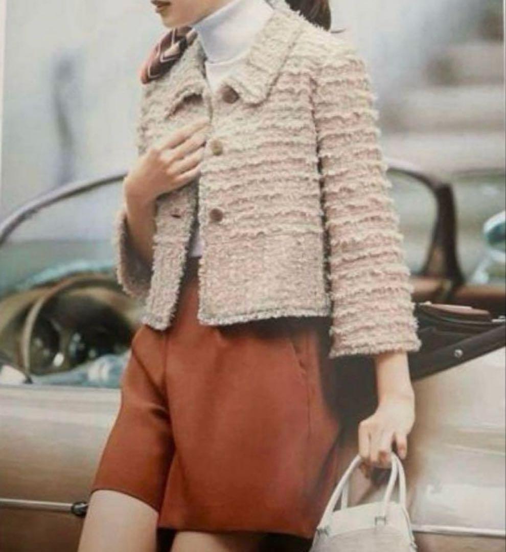 美品　フォクシー　ツイードジャケット　ピンクベージュ　38