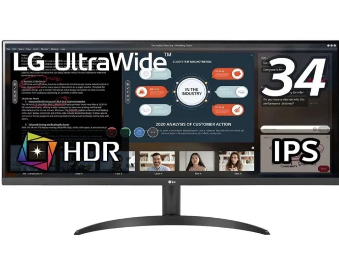 LG 34WP500モニター 34インチ HDMIケーブル付き