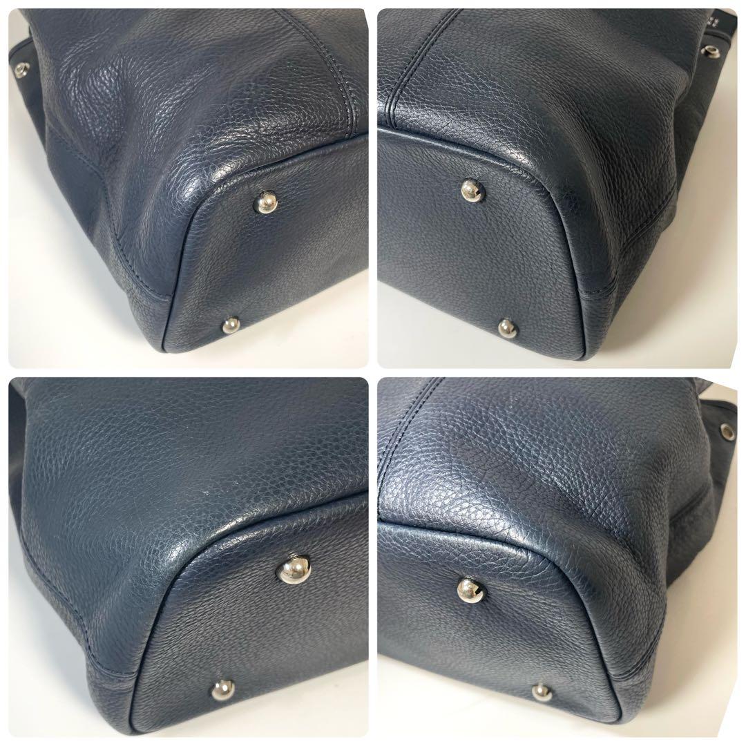 BARNEYS NEW YORKトートバッグ 大容量 A4 PC レザー 紺