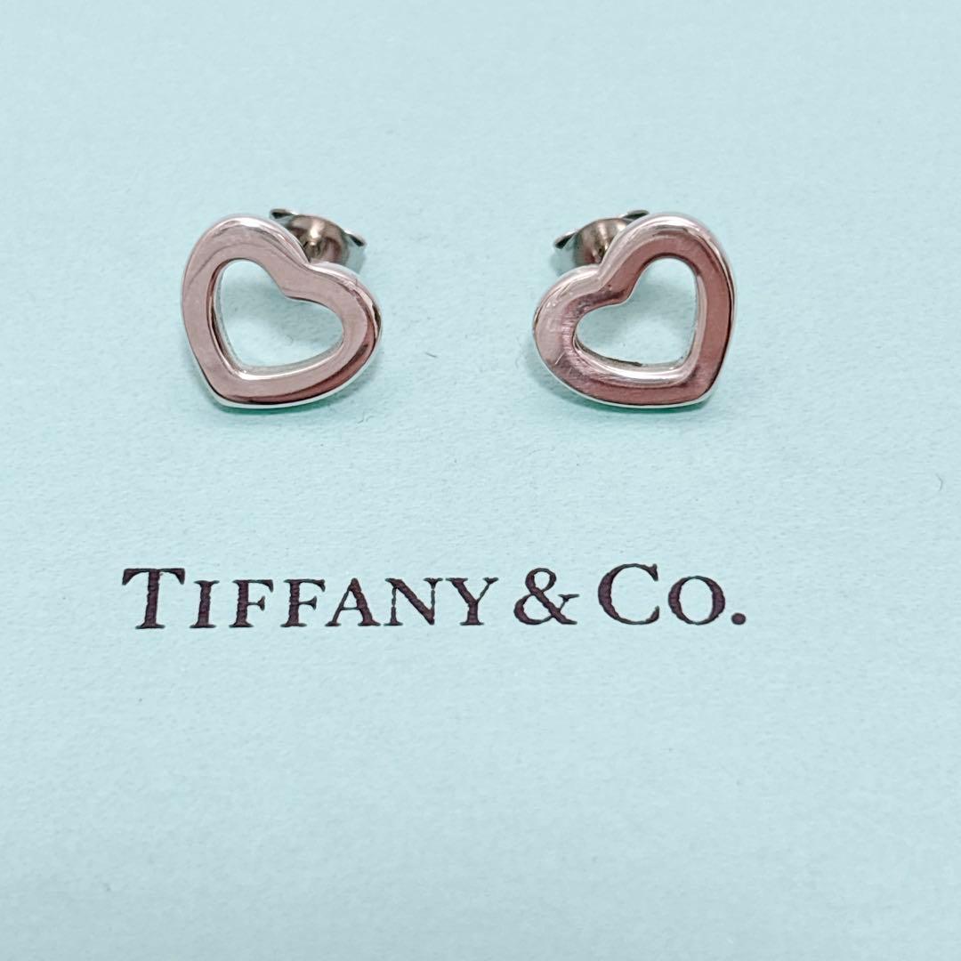 【美品】 ティファニー センチメンタル ハート ピアス オープンハート A483