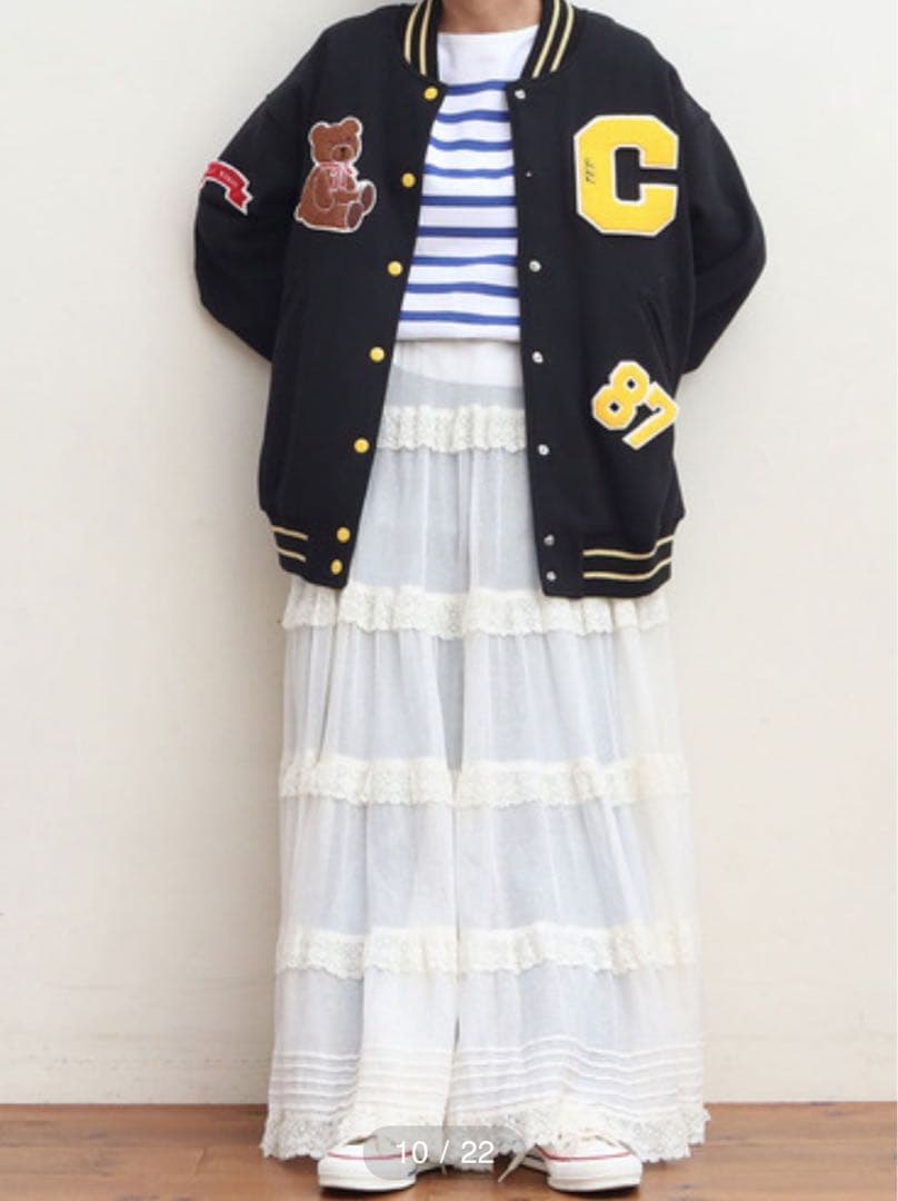 最終値下げ　新品　チャイルドウーマン　裏起毛ワッペンスタジャン　黒　くま