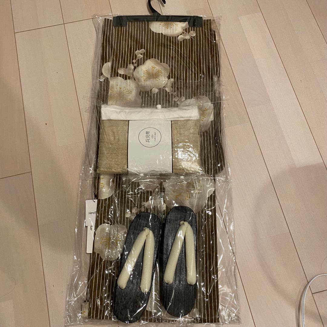 ヘザー　浴衣　梅ブラウン