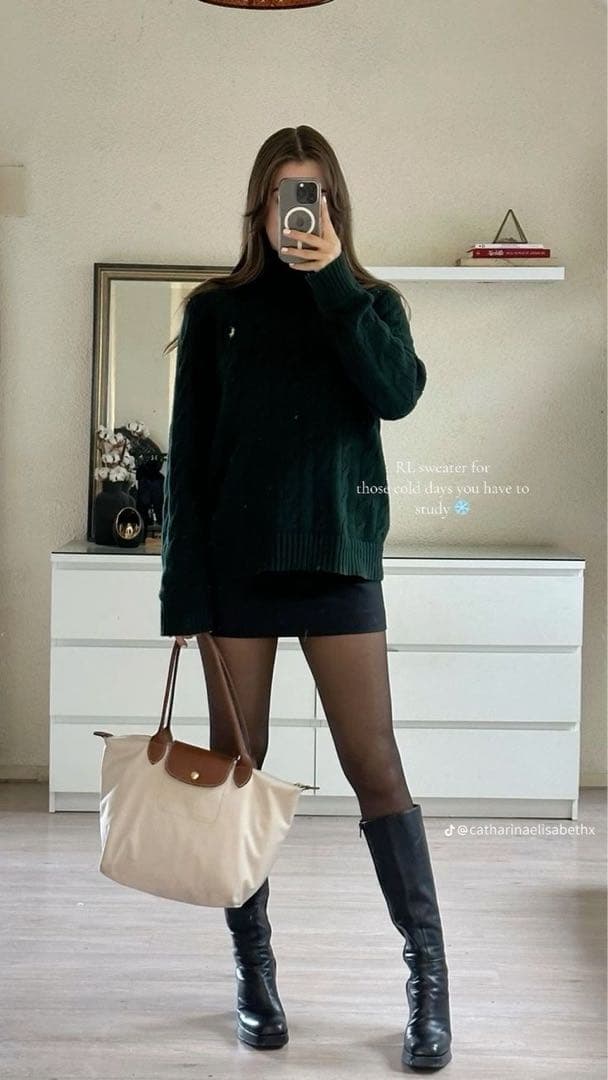 【ぽんちゃん】ラルフローレンスポーツ ケーブルニット タートルネック 黒