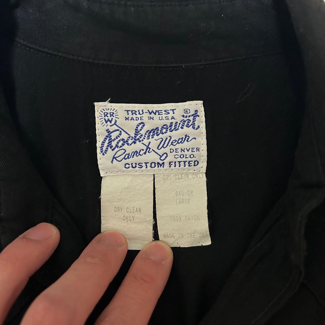 80s USA製 Rockmount “レーヨン ギャバジン“ シャツ　黒　開襟