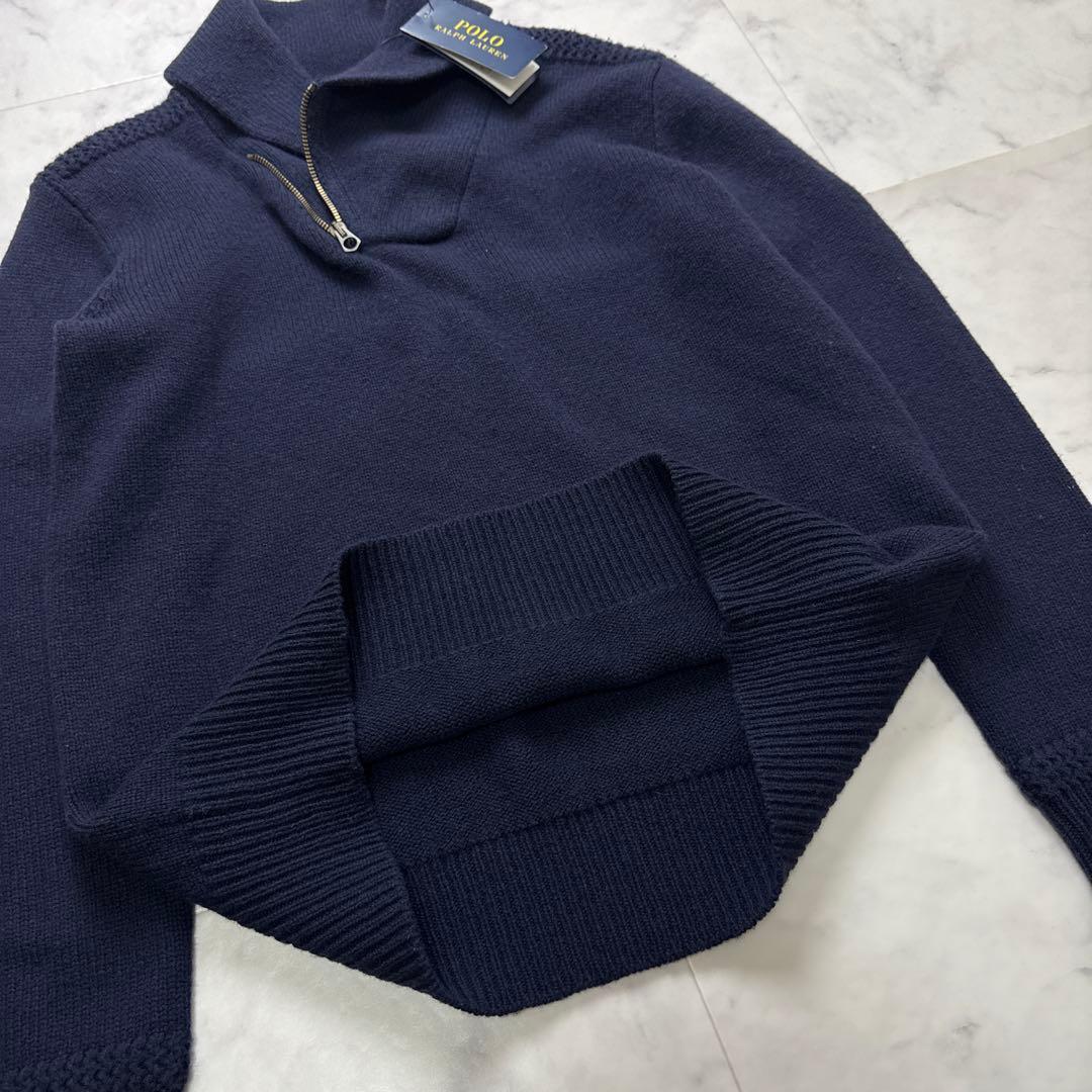 【新品タグ付】 ポロラルフローレン ショールカラー ハーフジップニット セーター