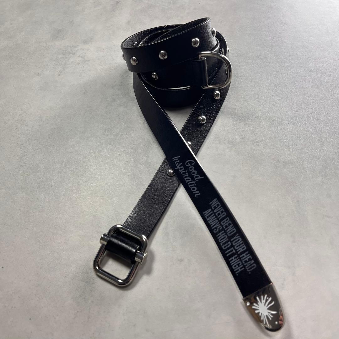 MIHARAYASUHIRO GU スタッズレザーナローベルト 黒