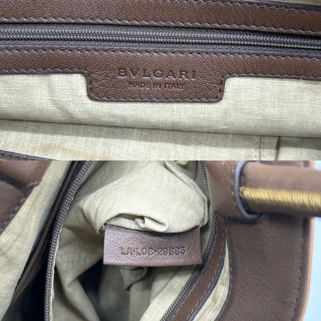 【美品 A4可】ブルガリ コレツィオーネ トートバッグ レザー ベージュ 大容量