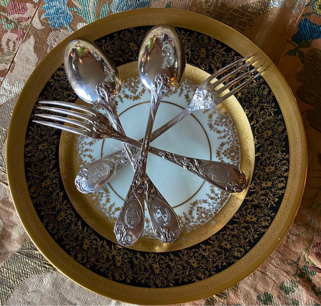 ピュイフォルカ　アイリス　純銀ディナースプーン　フォーク　各2本セット